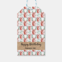 Cute Pig Gift Tags  Farm Animal Birthday & Holiday