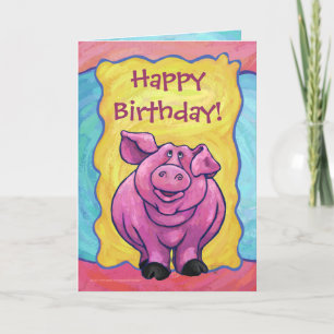 Cute Pig Happy Birthday Kaart