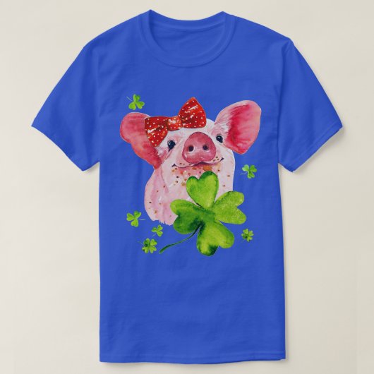 Cute Pig Holding Shamrock Happy St Patrick's Day 2 T-shirt (Design voorkant)