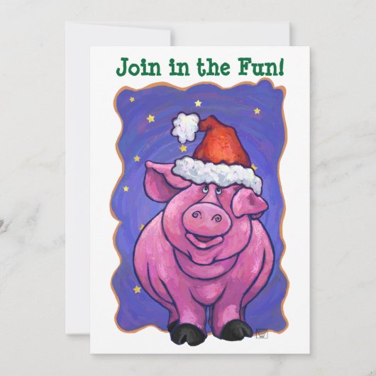 Cute Pig Holiday Party nodigt uit Kaart (Voorkant)