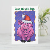 Cute Pig Holiday Party nodigt uit Kaart (Staand voorkant)