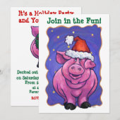 Cute Pig Holiday Party nodigt uit Kaart (Voorkant / Achterkant)