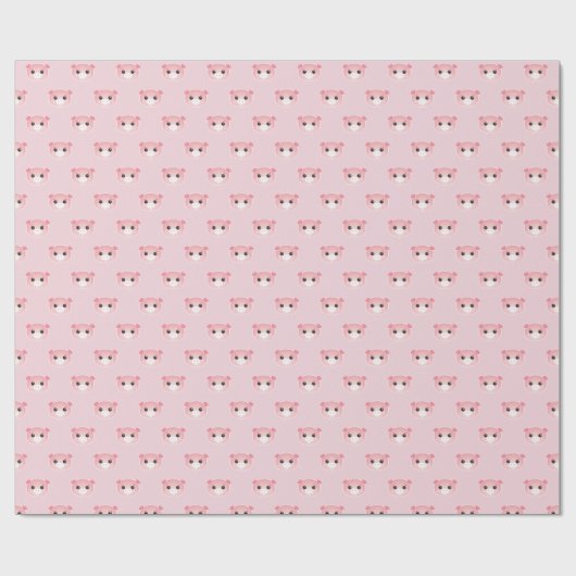 Cute Pig-illustratie Kawaii Art-stijlverjaardag Cadeaupapier (Vlak)