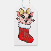 Cute Pig in Christmas Stocking Cadeaulabel (Achterkant)