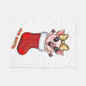 Cute Pig in Christmas Stocking Fleece Deken (Voorkant (Horizontaal))