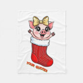 Cute Pig in Christmas Stocking Fleece Deken (Voorkant)