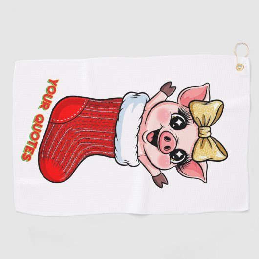 Cute Pig in Christmas Stocking Golfhanddoek (Horizontaal)