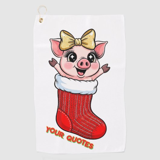 Cute Pig in Christmas Stocking Golfhanddoek (Voorkant)