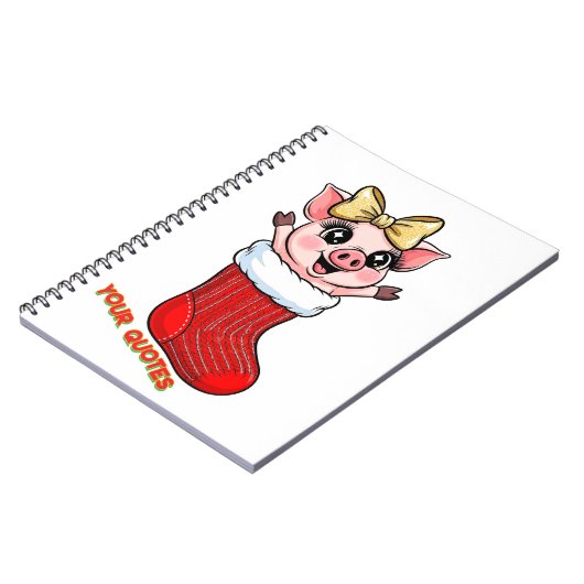 Cute Pig in Christmas Stocking Notitieboek (Linkerzijde)