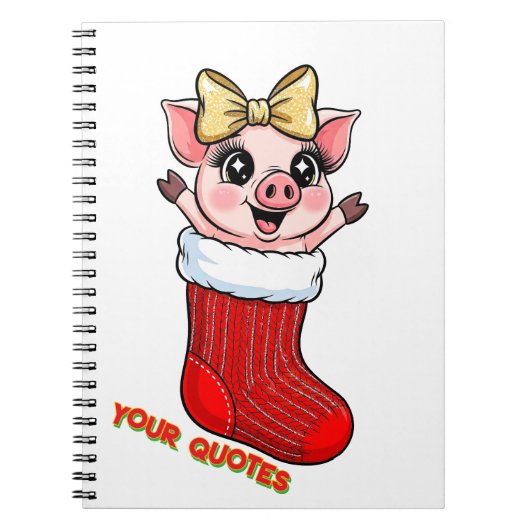Cute Pig in Christmas Stocking Notitieboek (Voorkant)