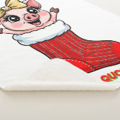 Cute Pig in Christmas Stocking Sherpa Deken (3/4)