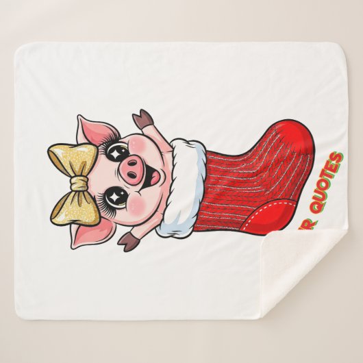 Cute Pig in Christmas Stocking Sherpa Deken (Voorkant (horizontaal))