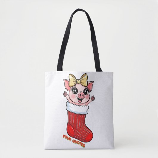 Cute Pig in Christmas Stocking Tote Bag (Voorkant)