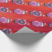 Cute Pig in Santa Hat op Red Cadeaupapier (Hoek)