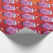 Cute Pig in Santa Hat op Red Cadeaupapier (Hoek)