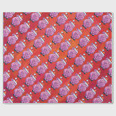 Cute Pig in Santa Hat op Red Cadeaupapier (Vlak)