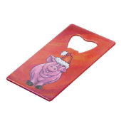 Cute Pig in Santa Hat op Red Creditkaart Flessenopener (Voorkant Gekanteld)