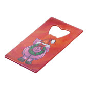 Cute Pig in Santa Hat op Red Creditkaart Flessenopener (Achterkant Gekanteld)
