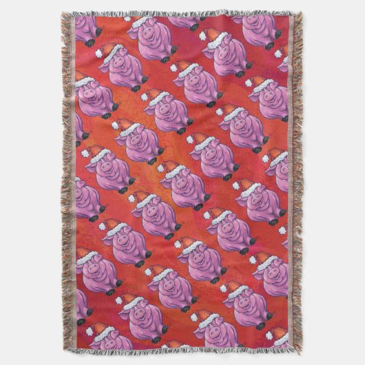 Cute Pig in Santa Hat op Red Deken (Voorkant Verticaal)