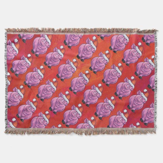 Cute Pig in Santa Hat op Red Deken (Voorkant)