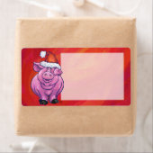 Cute Pig in Santa Hat op Red Etiket (Insitu)
