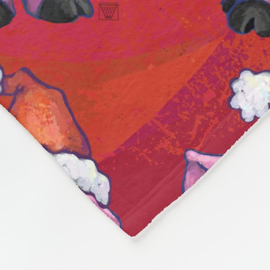 Cute Pig in Santa Hat op Red Fleece Deken (Hoek)