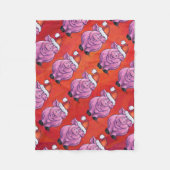 Cute Pig in Santa Hat op Red Fleece Deken (Voorkant)