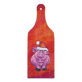 Cute Pig in Santa Hat op Red Snijplank (Voorkant)