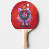 Cute Pig in Santa Hat op Red Tafeltennisbatje (Achterkant)