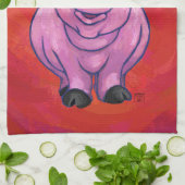 Cute Pig in Santa Hat op Red Theedoek (Gevouwen)