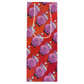 Cute Pig in Santa Hat op Red Wijn Cadeautas (Voorkant)