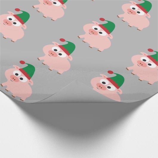 Cute Pig Kerstmis Elf Cadeaupapier (Hoek)