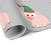 Cute Pig Kerstmis Elf Cadeaupapier (Rol Hoek)