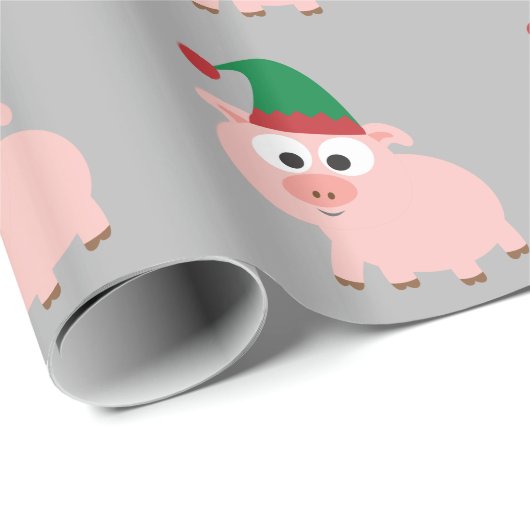 Cute Pig Kerstmis Elf Cadeaupapier (Rol Hoek)