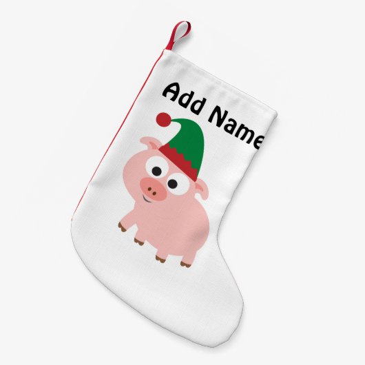 Cute Pig Kerstmis Elf Kleine Kerstsok (Voorkant (Hangend))