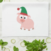 Cute Pig Kerstmis Elf Theedoek (Gevouwen)