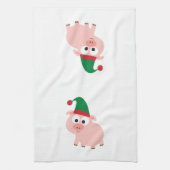 Cute Pig Kerstmis Elf Theedoek (Verticaal)