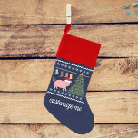 Cute Pig Kerstmis Kerstsok<br><div class="desc">Leuk boerderij dierenvakantiekous in lelijk kerstpatroon met koele sneeuwvlokken en een  varkentje. Leuke foto Kerstdecoratie.</div>