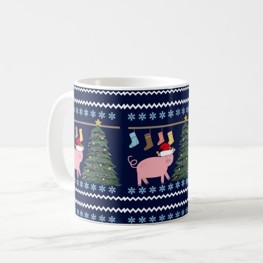 Cute Pig Kerstmis Koffiemok (Voorkant links)