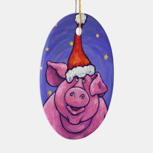 Cute Pig-kerstversiering Keramisch Ornament (Rechts)