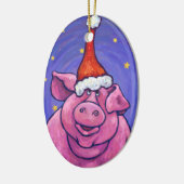 Cute Pig-kerstversiering Keramisch Ornament (Links)