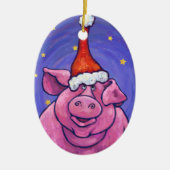 Cute Pig-kerstversiering Keramisch Ornament (Voorkant)