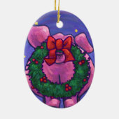 Cute Pig-kerstversiering Keramisch Ornament (Achterkant)