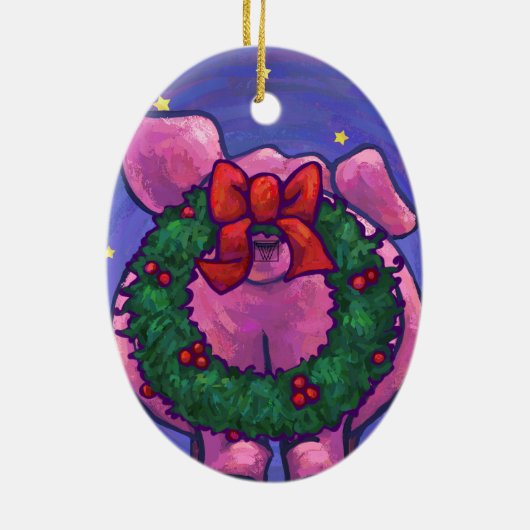 Cute Pig-kerstversiering Keramisch Ornament (Achterkant)