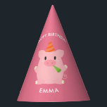Cute Pig Kids Birthday Feesthoedjes<br><div class="desc">Vun dieren noemden gepersonaliseerde petten van verjaardagsfeestjes voor kinderen.</div>