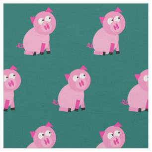 Cute Pig Kind Baby Nursery Boerderij Piggy Blauwgr Stof