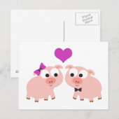 Cute Pig Love Briefkaart (Voorkant / Achterkant)