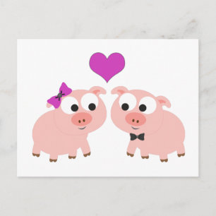 Cute Pig Love Briefkaart