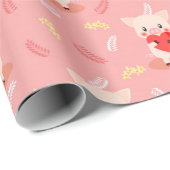 Cute Pig Love Pattern Cadeaupapier (Rol Hoek)
