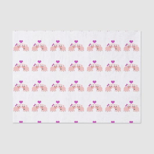 Cute Pig Love Tissuepapier (Voorkant)